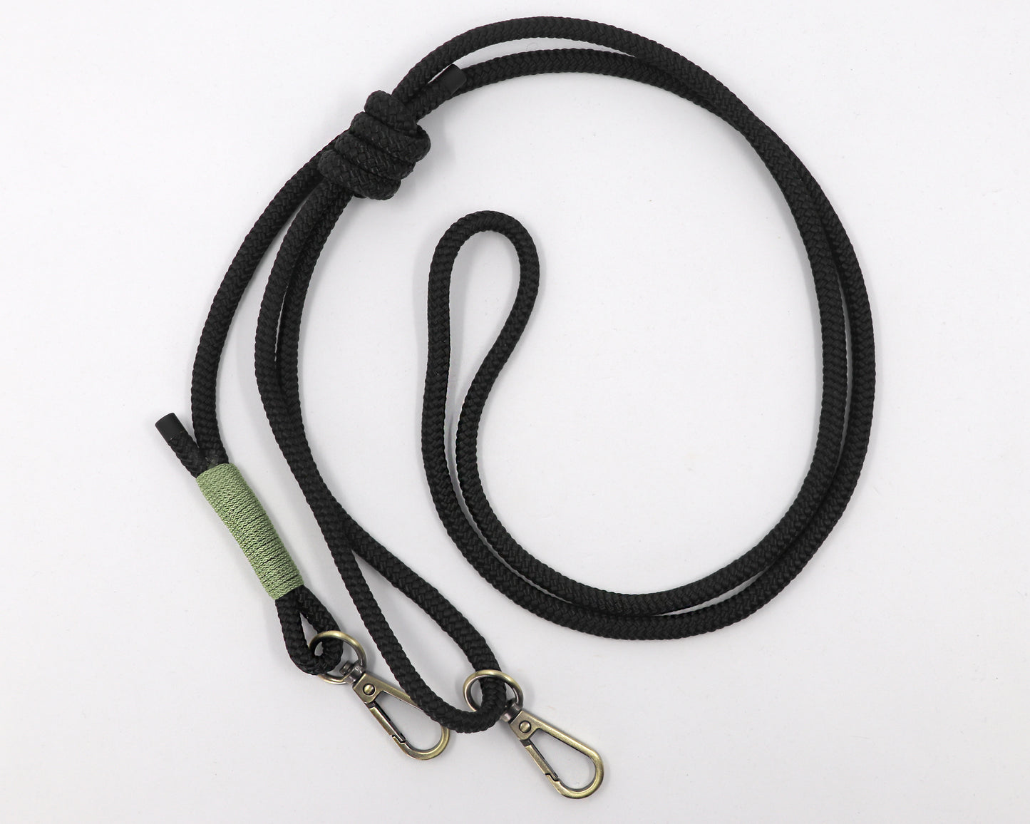 Umhängegurt schwarz grün messing