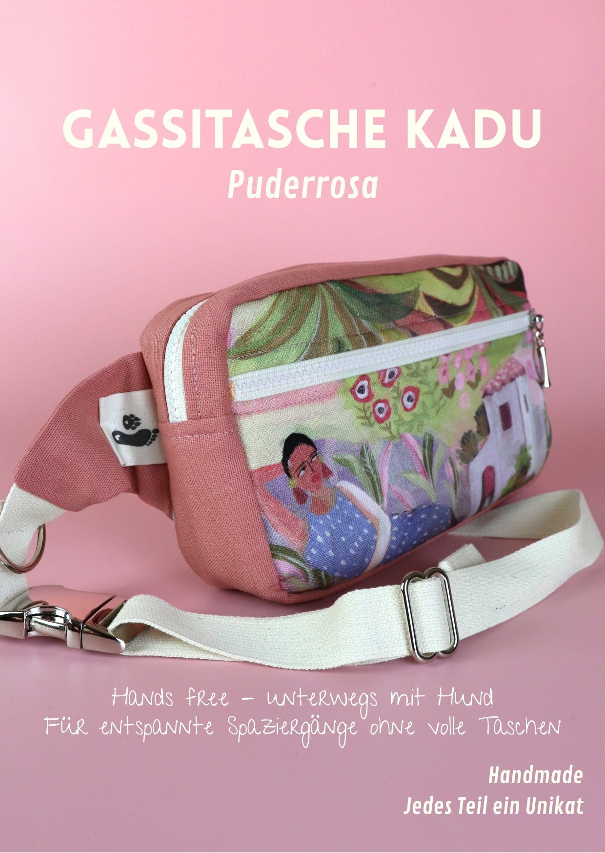 Handmade Gassitasche / Bauchtasche Kadu puderrosa