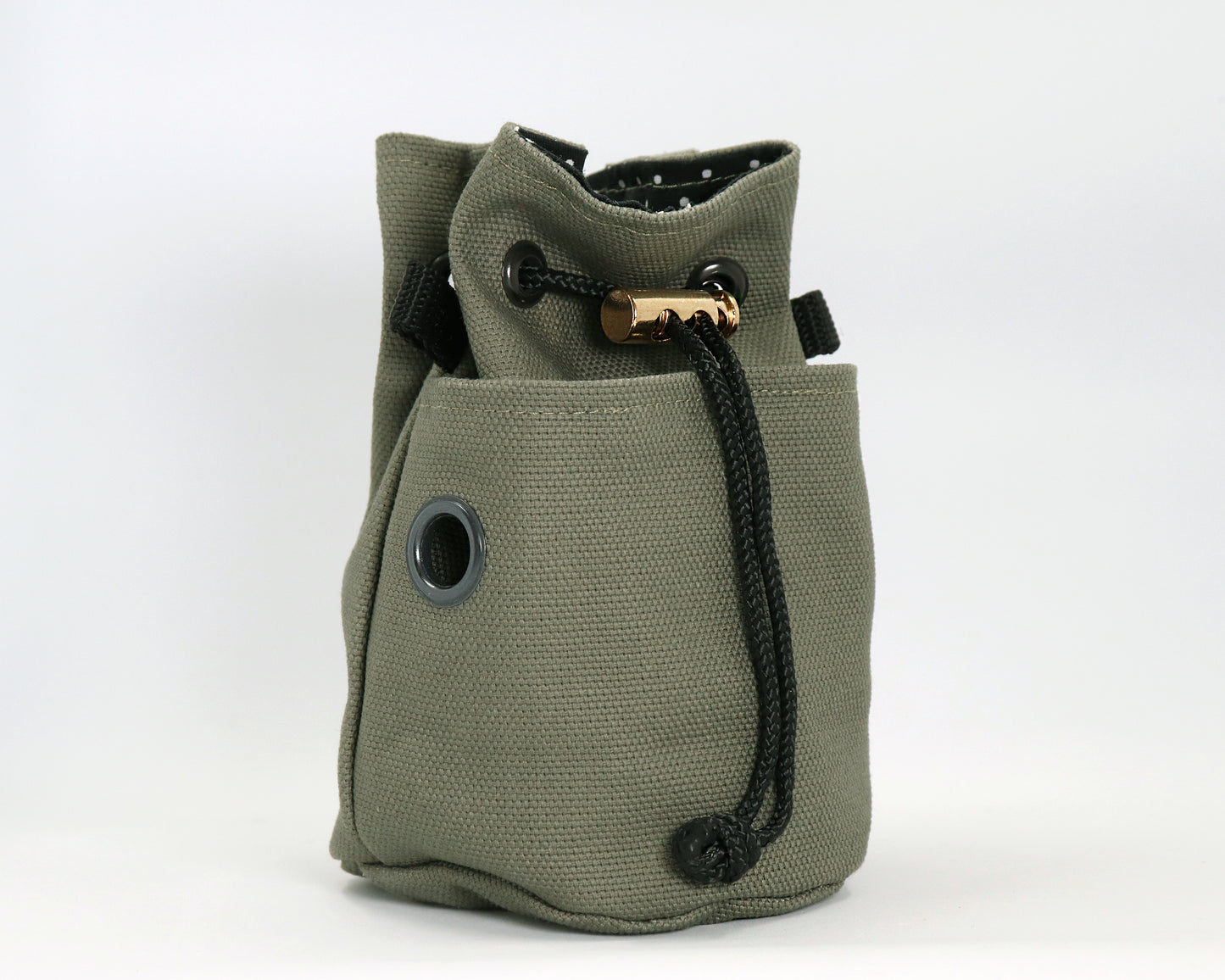 Leckerlibeutel für Hunde - Kaia oliv mit Punkten - Gassitasche mit Tütenspender