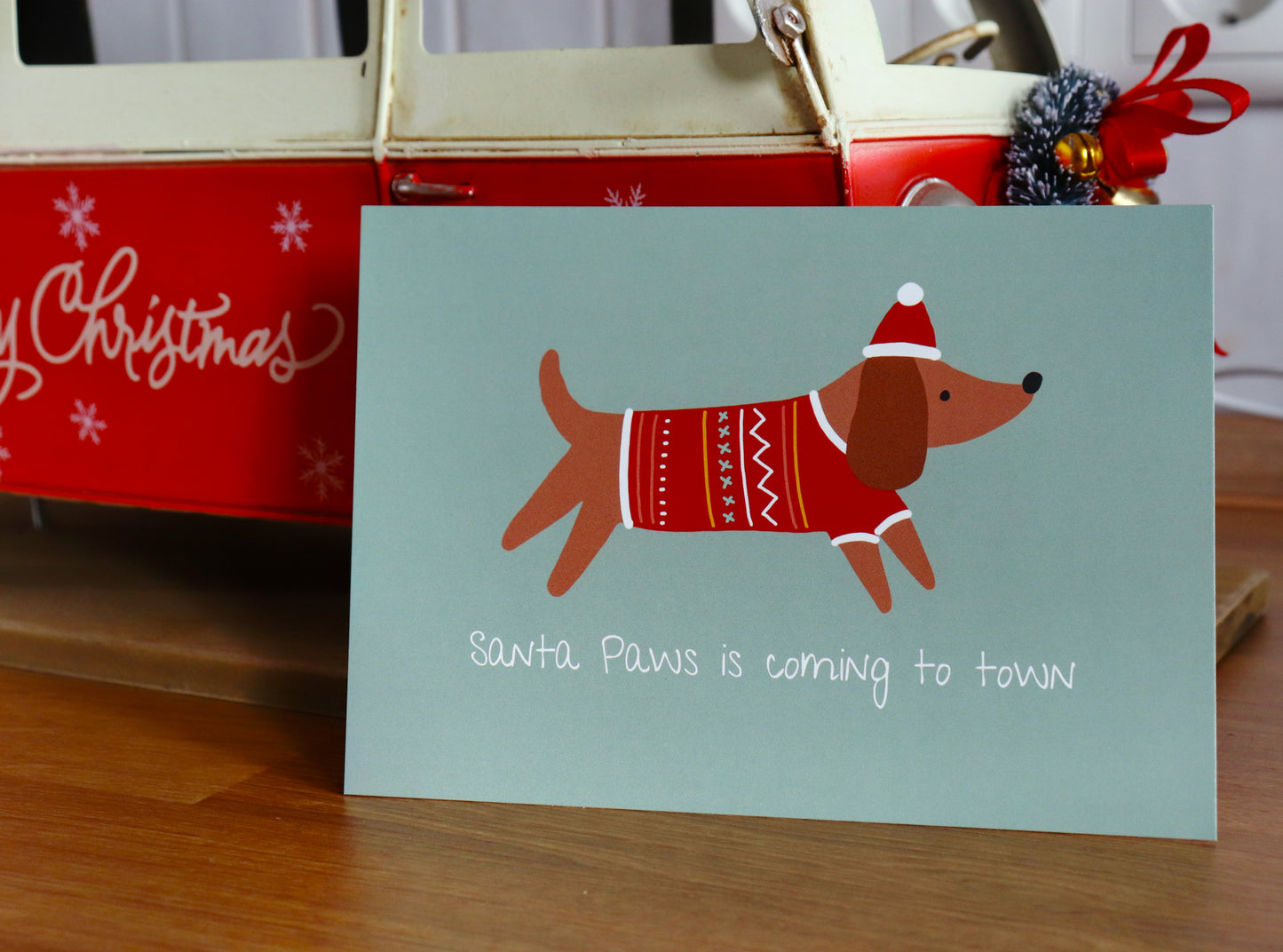 Weihnachtskarte "Santa Paws is coming to Town"