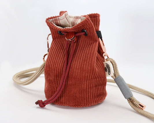 Leckerlibeutel für Hunde - Kiki Cord rostrot - innen beschichtet