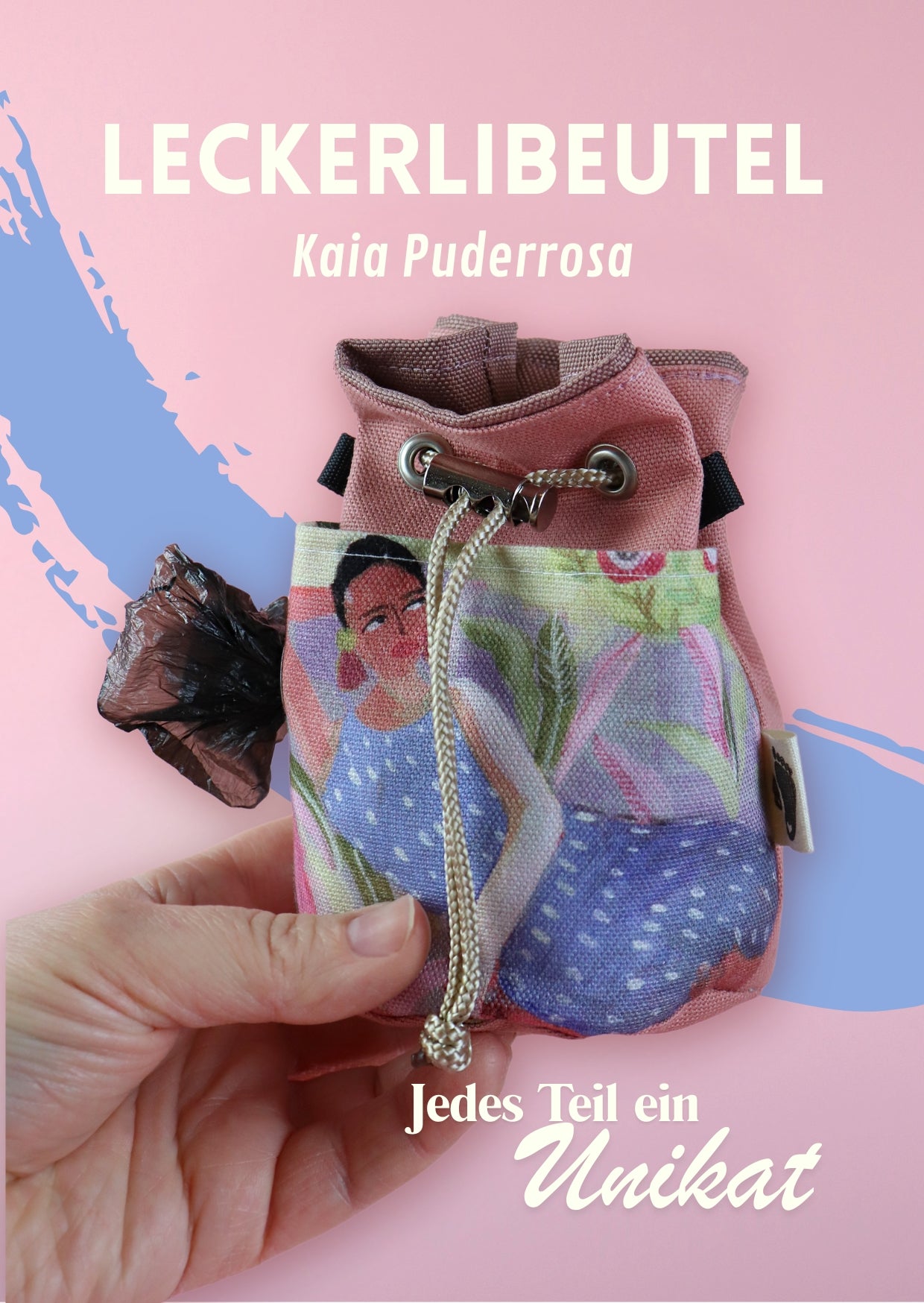 Leckerlibeutel für Hunde - Kaia Puderrosa - Gassitasche mit Tütenspender