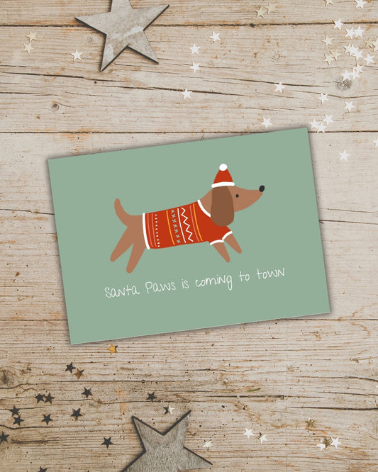 Weihnachtskarte "Santa Paws is coming to Town"