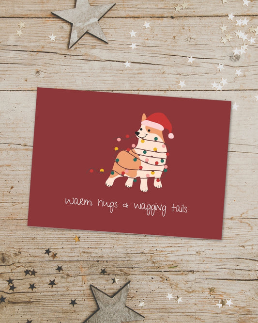 Weihnachtskarte "Warm Hugs & Wagging Tails"