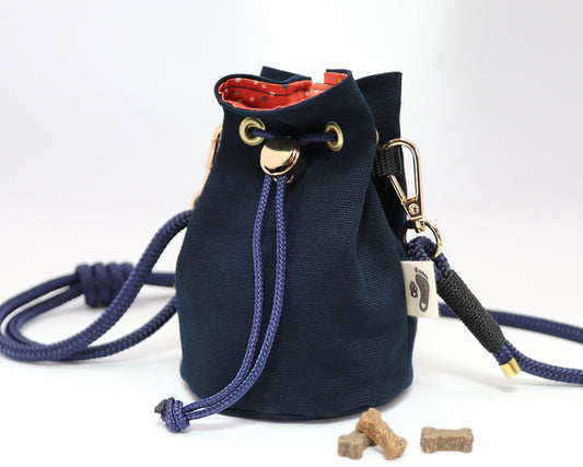 Leckerlibeutel für Hunde - Kiki marine mit orange Blättchen